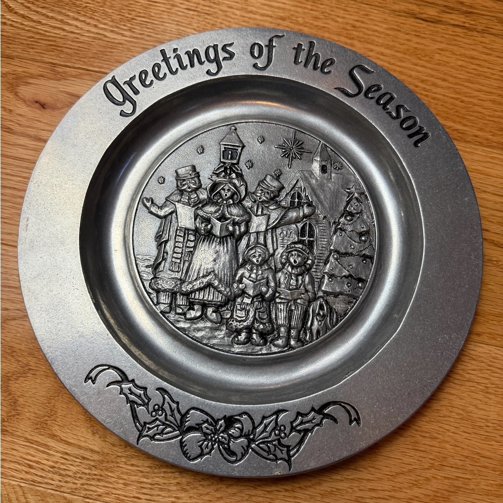 RARE Unnumbered Carson Pewter Christmas Plate 1990 Limited Edition Proof 10.5 In